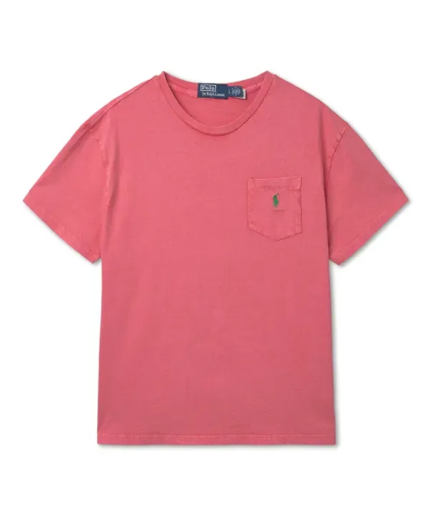 Футболка с коротким рукавом, классический крой, хлопок и лен, Polo Ralph Lauren, красный