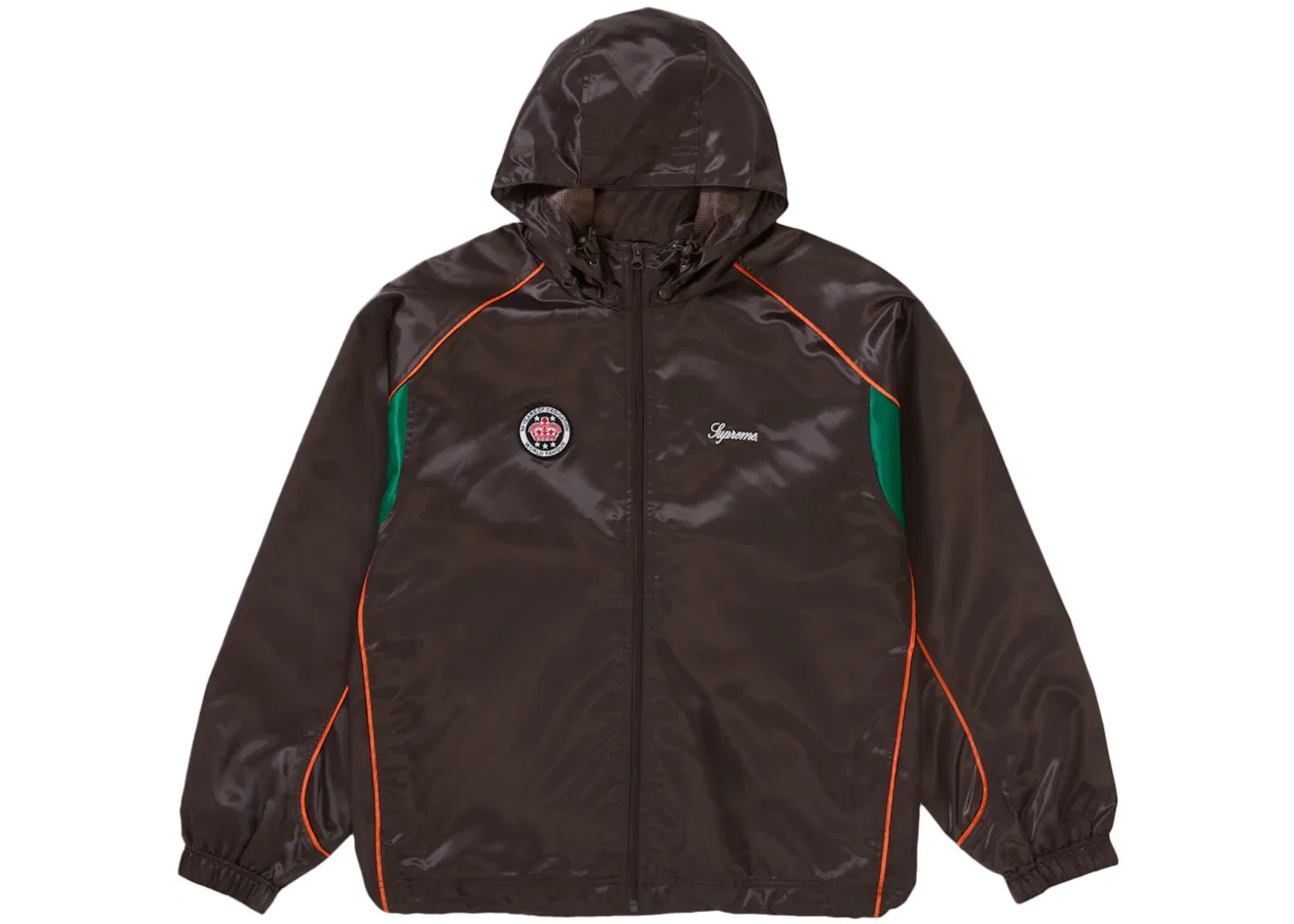 Мужская куртка с капюшоном Supreme Satin Hooded Track Jacket, Brown