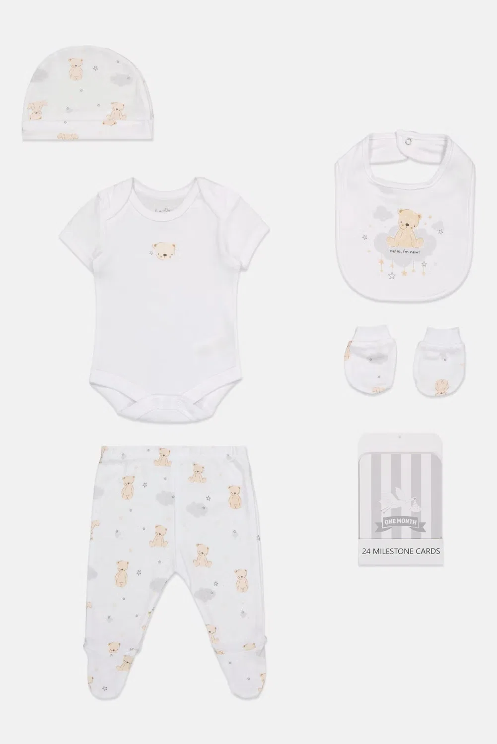 Rock-A-Bye Baby Boutique Комплект детской одежды с принтом из 6 предметов, белый — фото 2