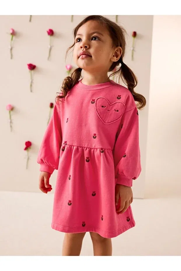 Детское платье из футера с принтом Next Baby, Pink
