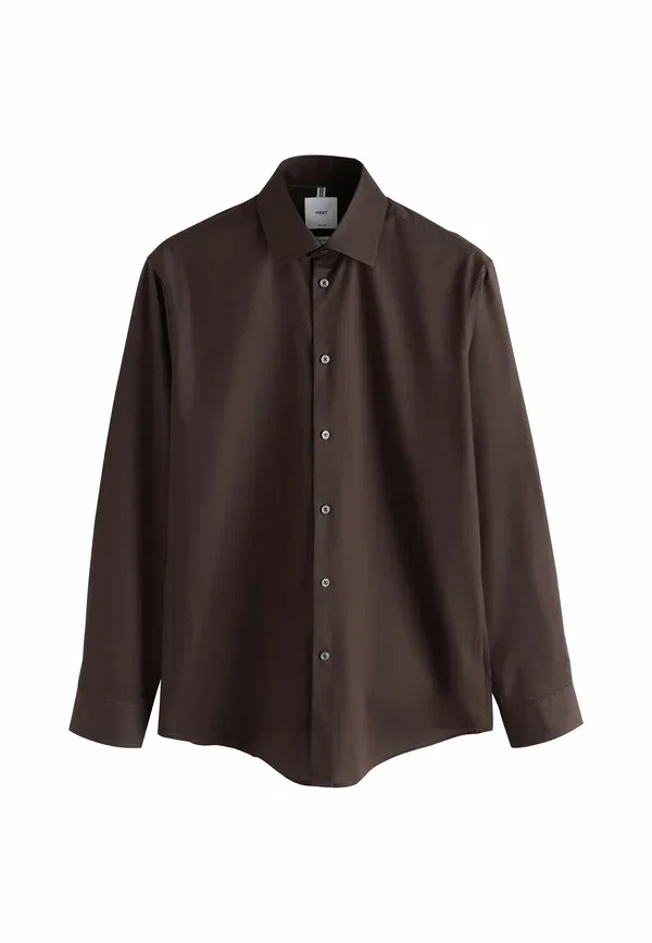Рубашка хлопковая Formal shirt Next, chocolate brown, коричневый/шоколадный — фото 4