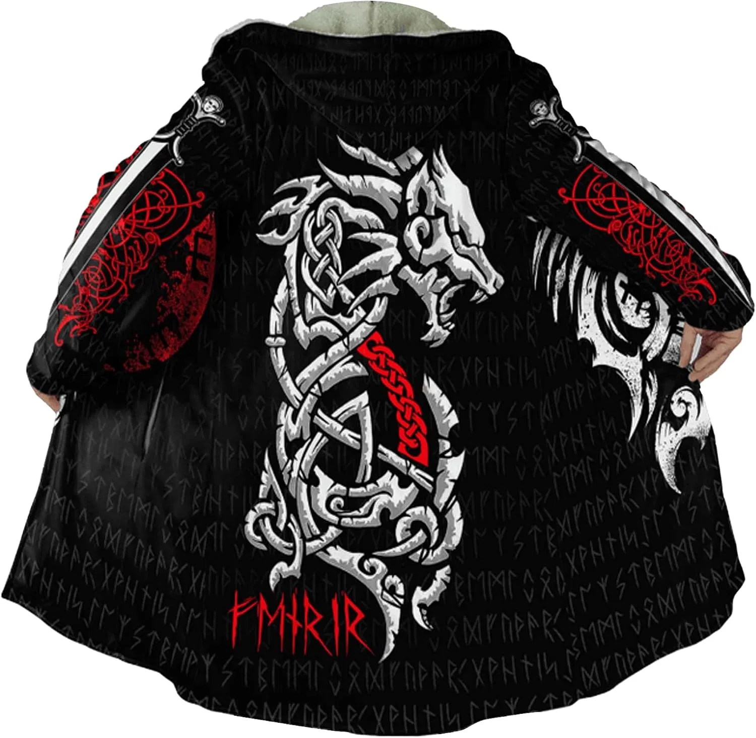 Мужское пальто с принтом Viking Tattoo, хлопковое, Viking Cape O