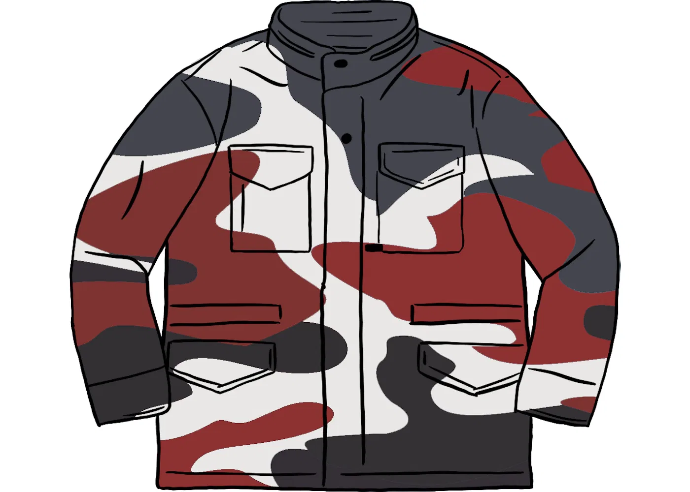 Мужская куртка M-65 с камуфляжным принтом Supreme, Red