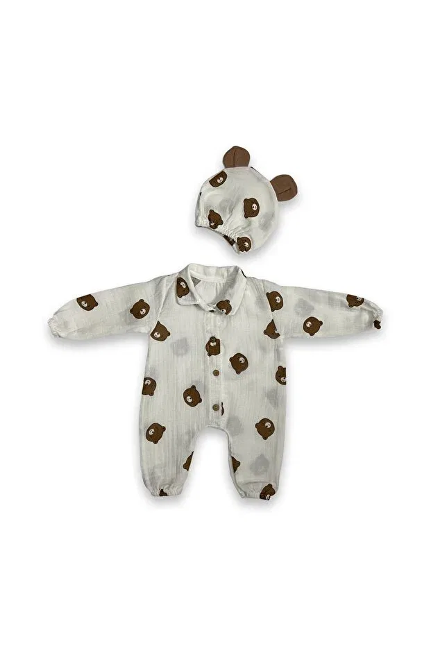 Детский комбинезон для мальчиков с принтом Teddy Bear Babysena, White