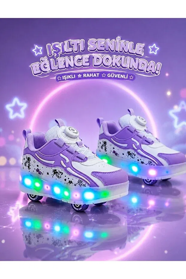 Детские кроссовки для девочек с подсветкой Rochy, Purple — фото 3