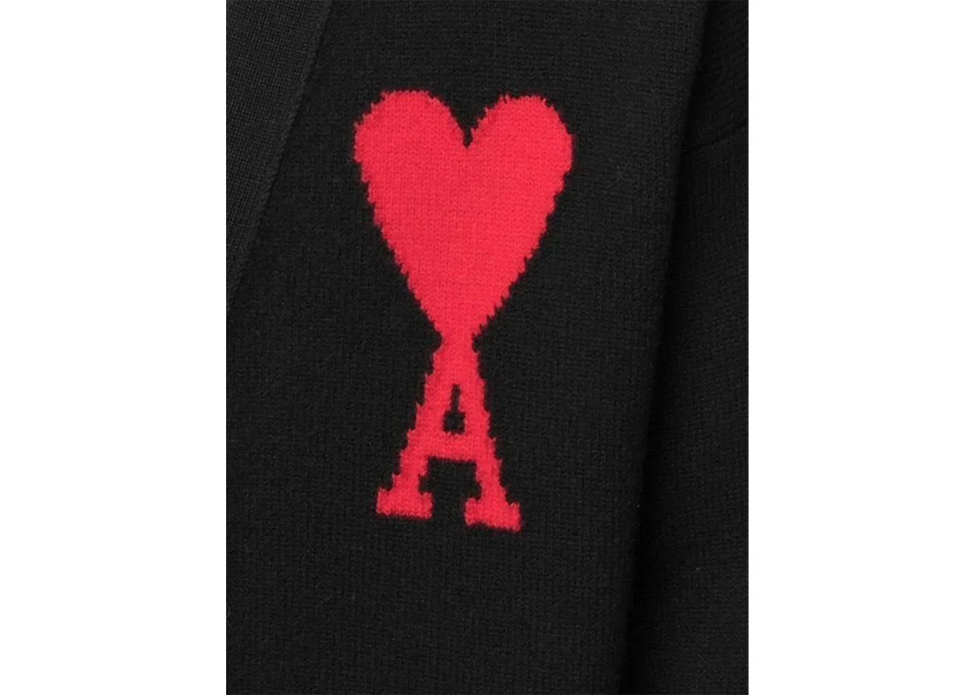 Мужской кардиган оверсайз из мериносовой шерсти Ami De Coeur Ami Paris, Black/Red — фото 2