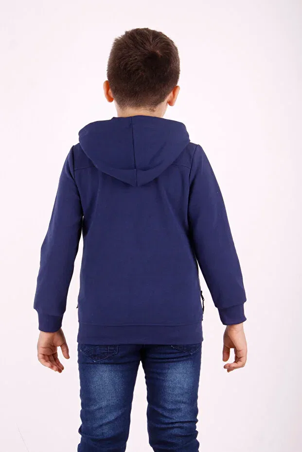 Детский кардиган на молнии с асимметричным кроем Toontoy, Navy Blue — фото 3