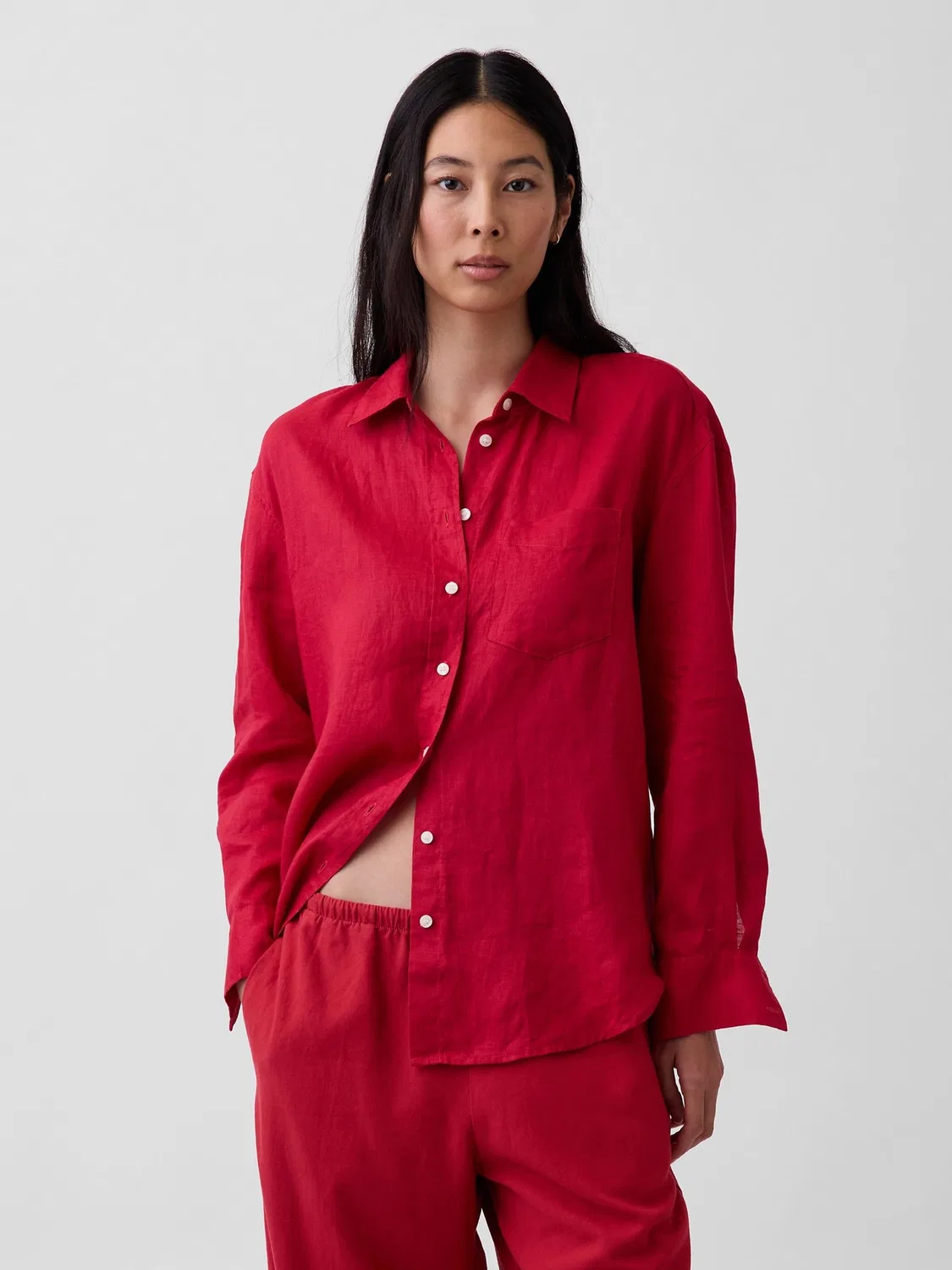 Рубашка оверсайз из льна Gap, Red