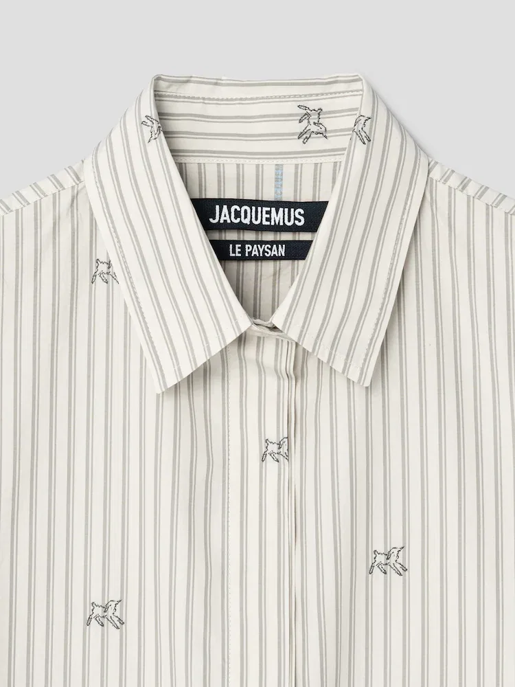 Рубашка с жаккардовым узором La Chemise Simon Ml JACQUEMUS, Silver — фото 3