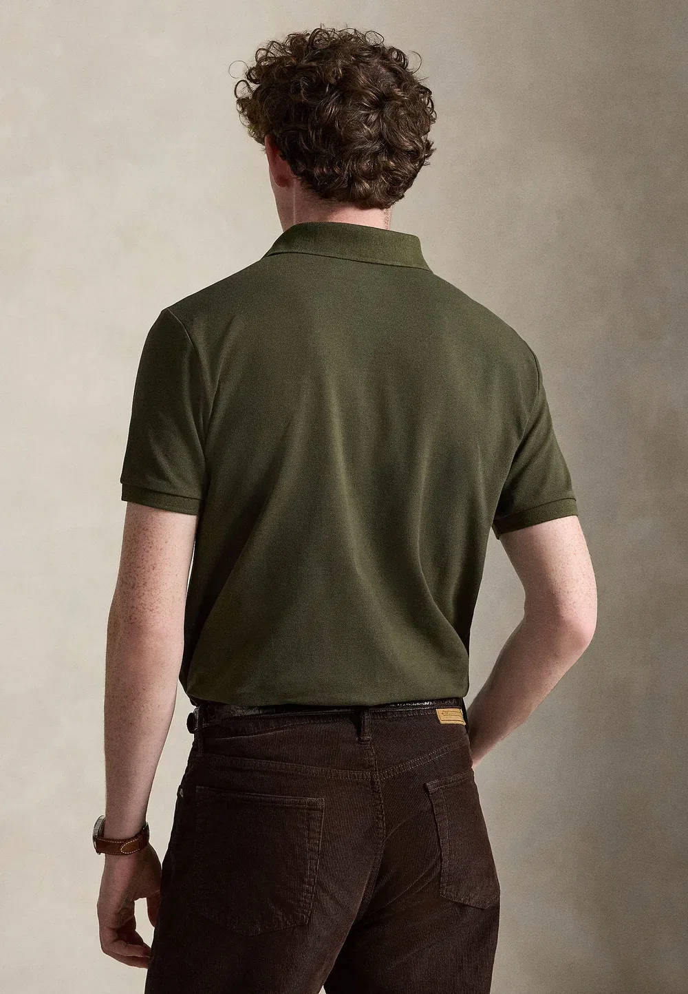 Поло-Рубашка приталенного кроя из эластичной сетки Polo Ralph Lauren, Company Olive/Smoke — фото 3