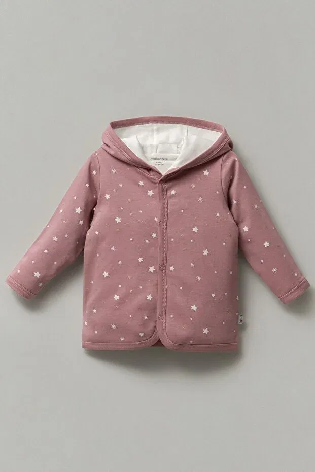 Детский вязаное кардиган с капюшоном Basics Mother Love, Dark Pink Star