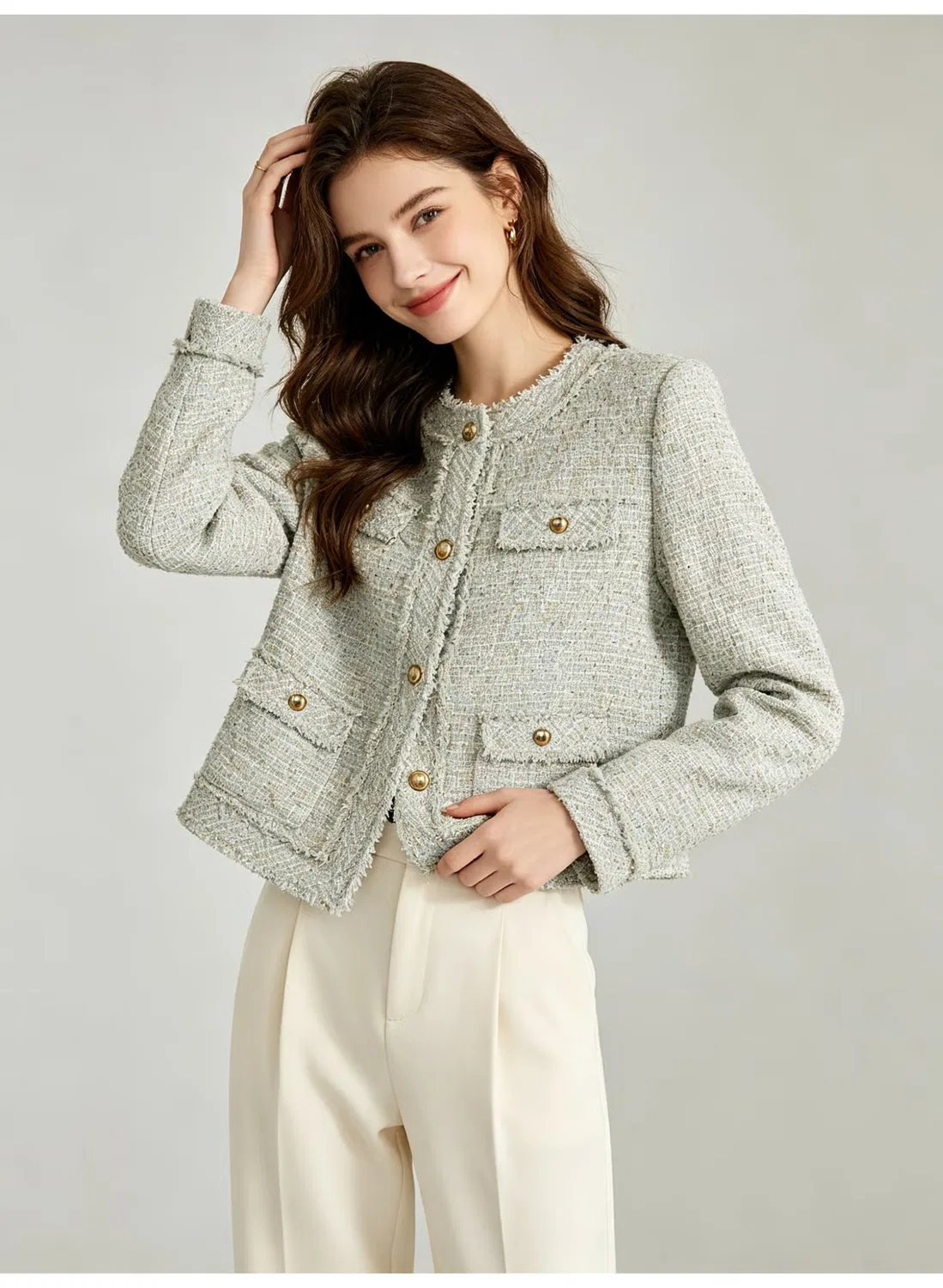Жакет из твида с бахромой Zara