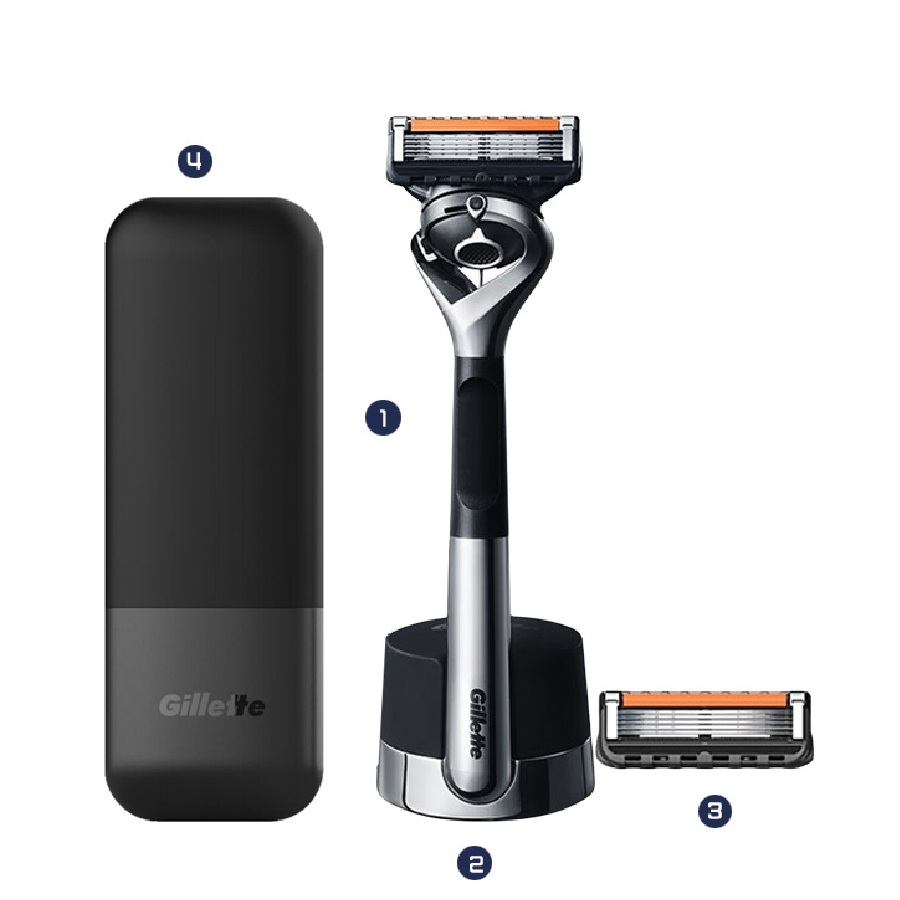 Набор бритвенная система + дорожный чехол Gillette Fusion 5 Premium Edition, 4 предмета — фото 2