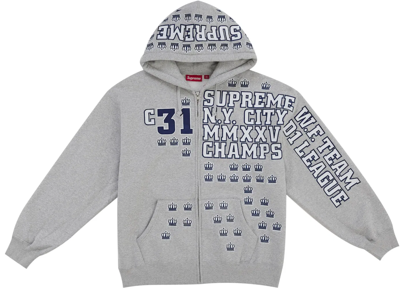 Мужская худи на молнии League Champs Supreme, Grey