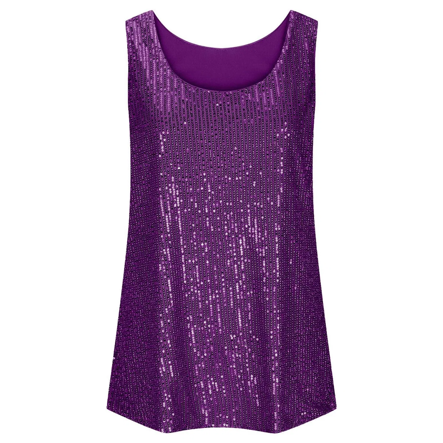 Женский топ без рукавов с блестками, Purple