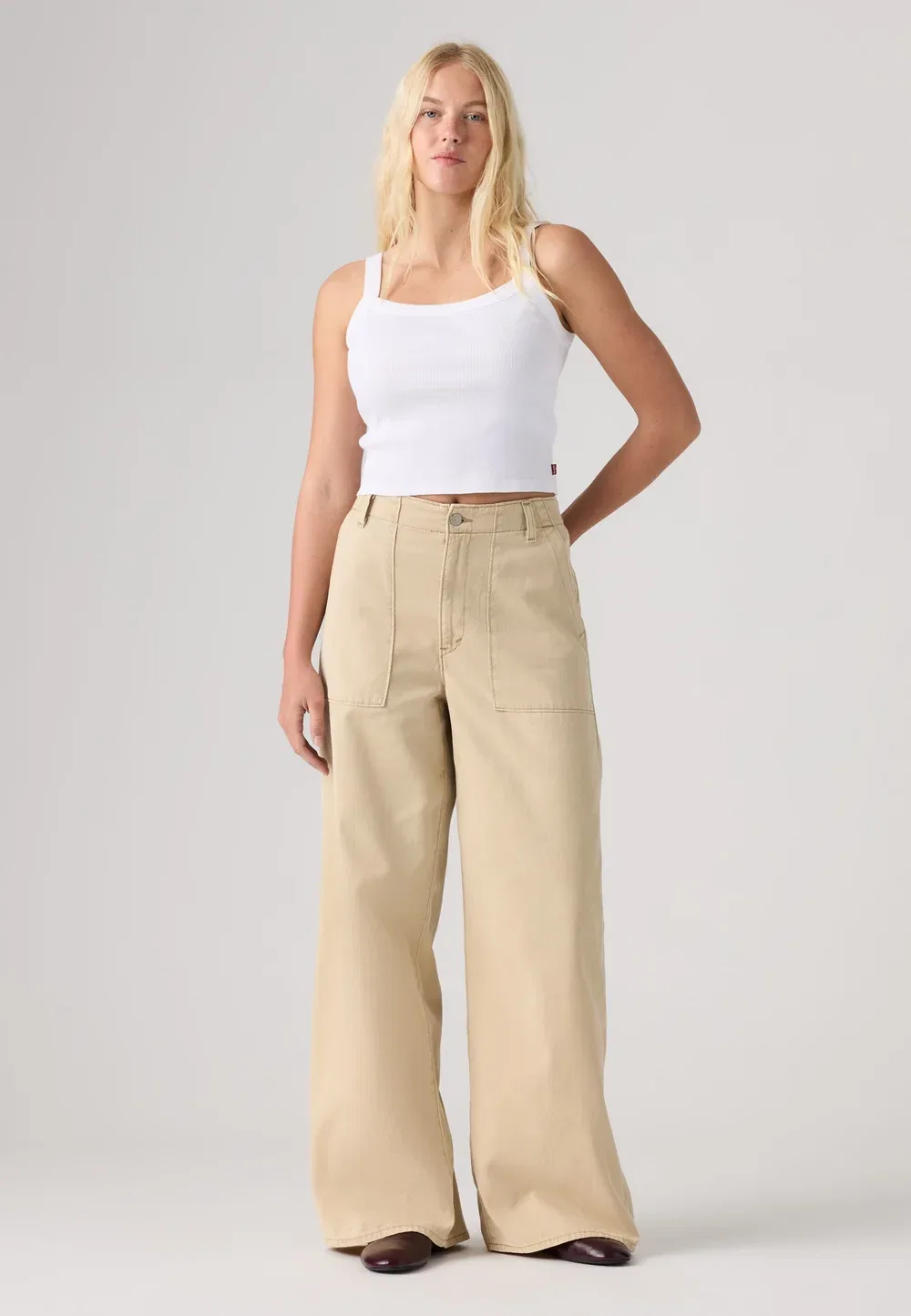 Укороченные брюки с широкими штанинами Levi'S, White Pepper — фото 4