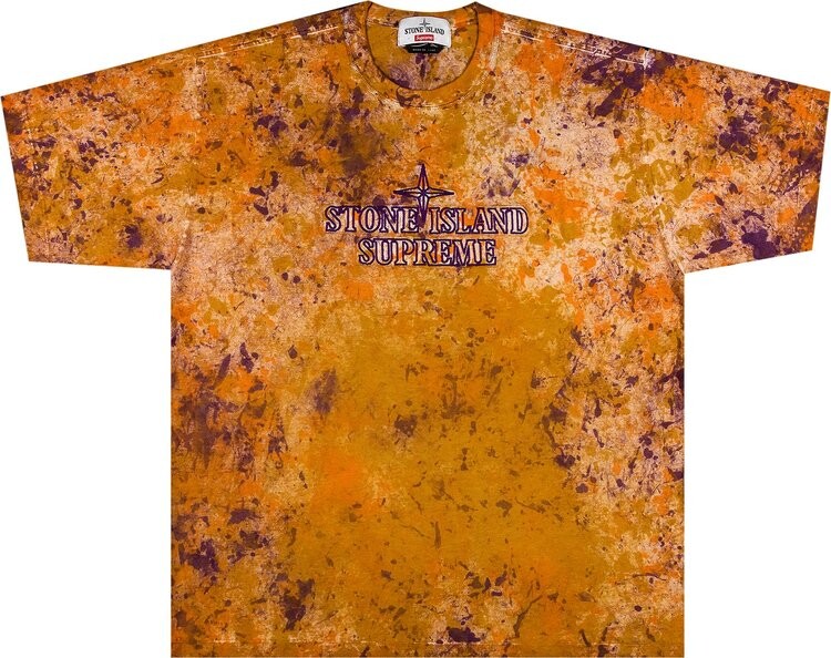 Футболка Supreme x Stone Island Embroidered Logo Short-Sleeve Top 'Coral', оранжевый — фото 2