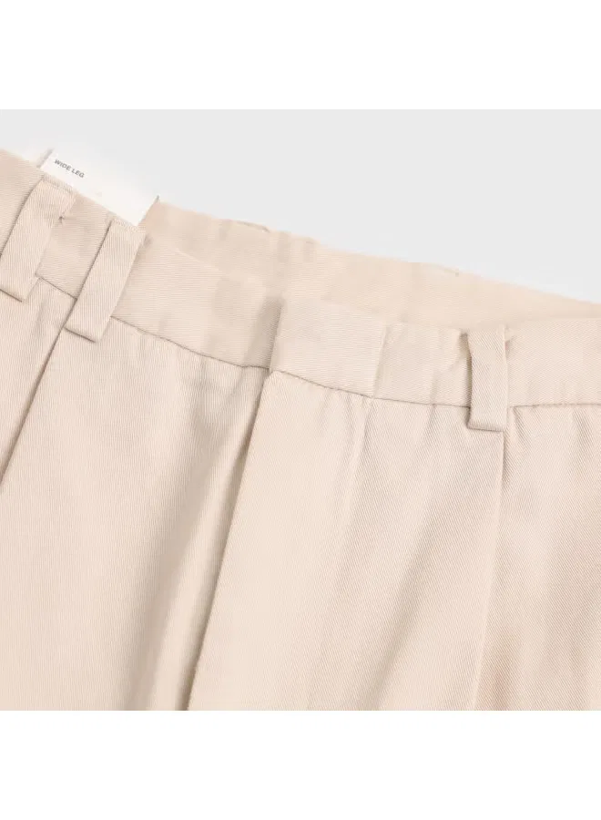 Брюки прямые с минималистичным дизайном Zara, миндально-белый — фото 4