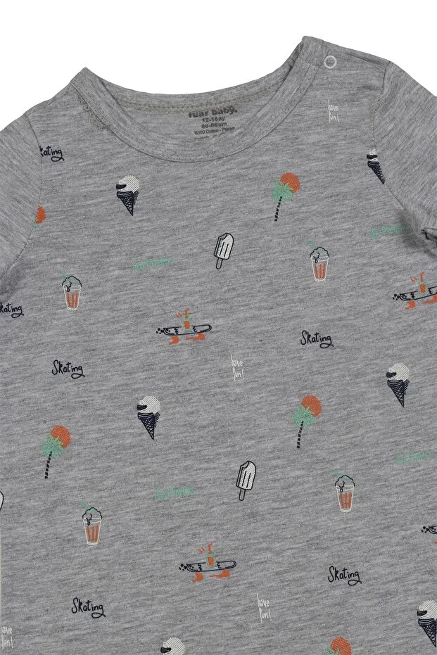 Детский комбинезон для мальчиков с принтом Melekpare, Gray-Orange-Green — фото 3