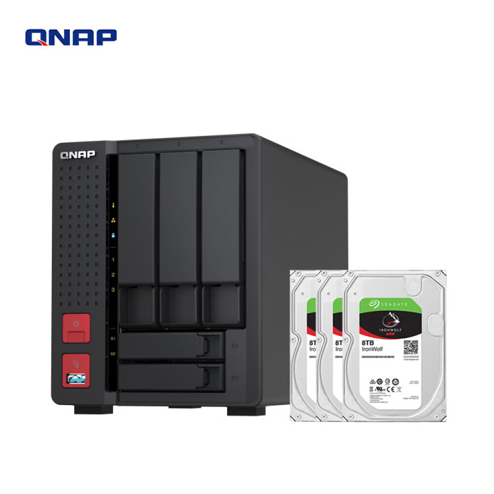 

Сетевое хранилище QNAP TS-564-8G 5-дисковое с 3 дисками по 8ТБ