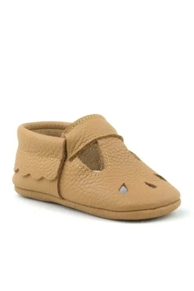 Детские пинетки для новорожденных кожаные Bubbles Hapshoe, Brown — фото 2