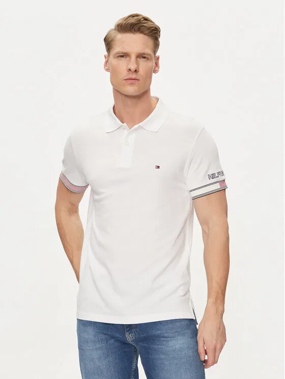 Поло slim fit Flag Tommy Hilfiger, белый
