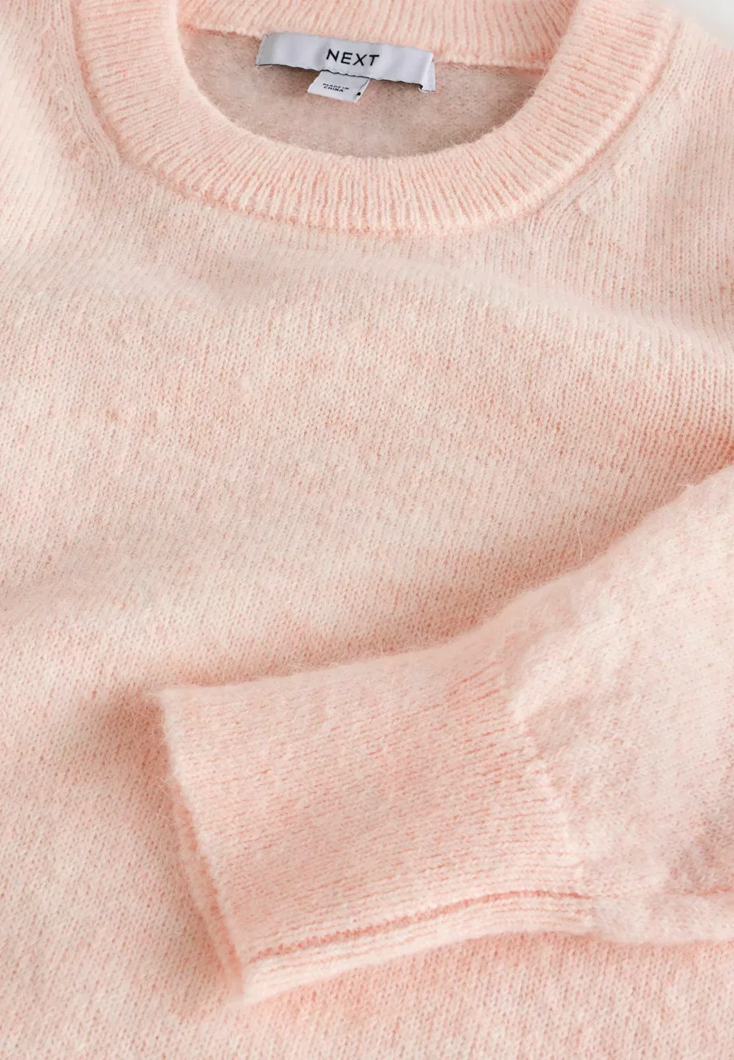 Вязаный джемпер с круглым вырезом и длинными рукавами - джемпер Next, Blush Pink — фото 3