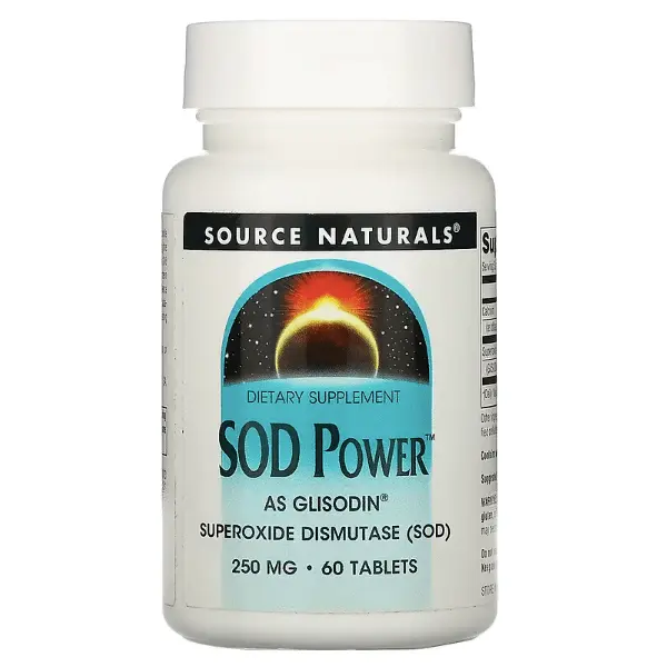 

Супероксиддисмутаза SOD Power, 250 мг, 60 таблеток, Source Naturals