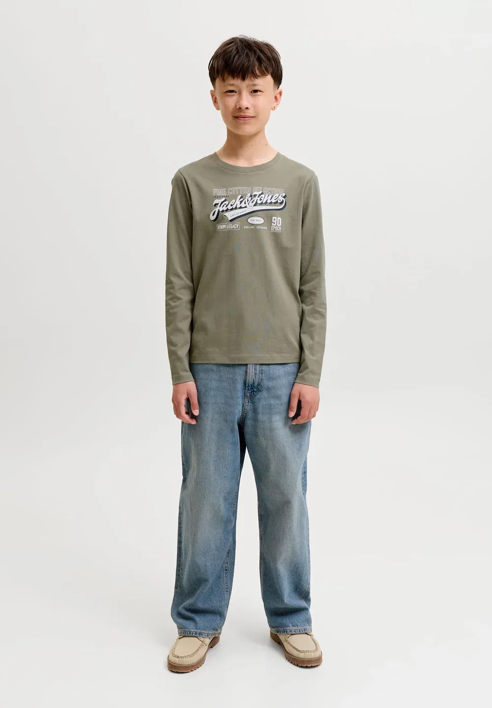 Футболка Jjelogo ls 2 col aw26/25 2pk mp jnr - футболка с длинными рукавами Jack & Jones Junior, Vetiver Pack Aw Sky Captain Aw