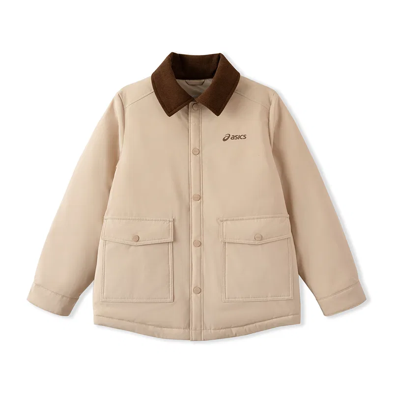Детское пальто-пуховик с принтом Kids Down Jackets Lapel Thin Windproof ASICS, 50658 Khaki