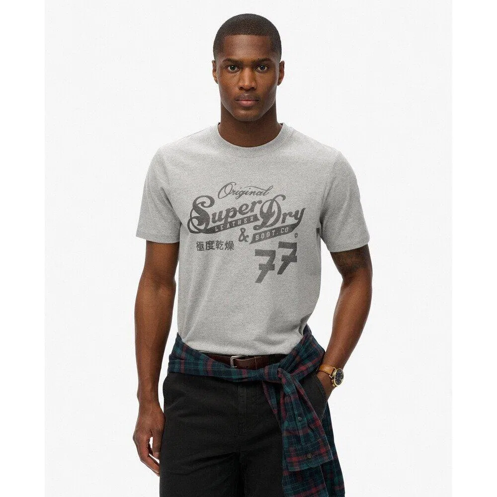 Мужская футболка с принтом Leather & Boot Co Script Superdry, Grau Betongrau — фото 2