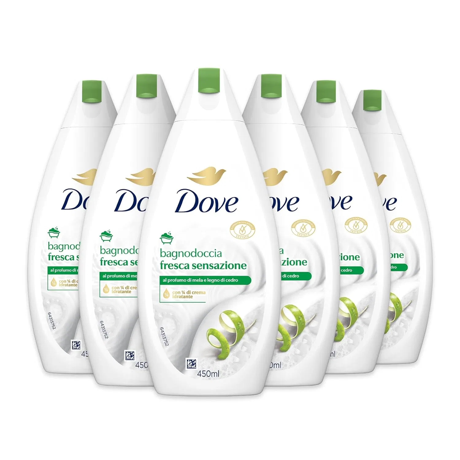 Гель для душа Fresh, Dove, набор 6 шт., 2700 мл, White