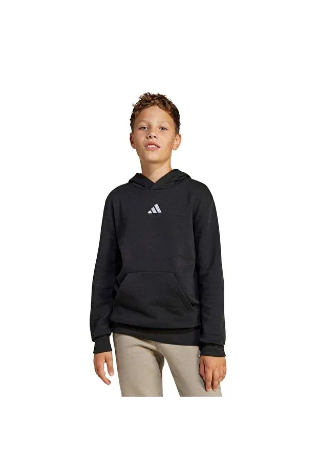 Детское худи для девочек с капюшоном Essentials Adidas, Black-White — фото 2