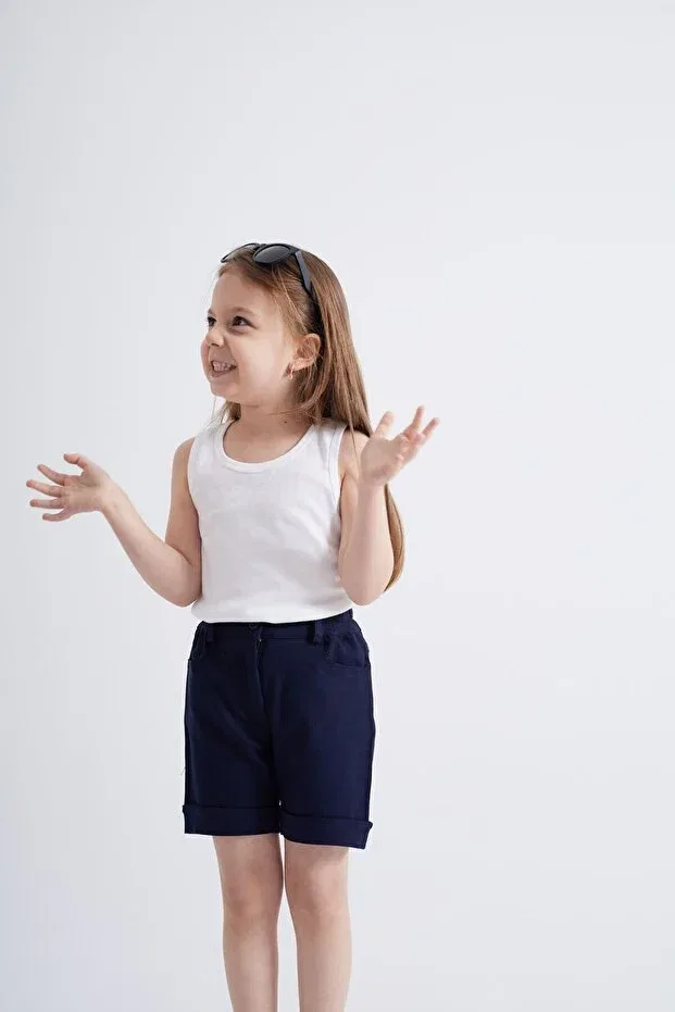 Детские шорты для девочек с принтом Stoned Detailed Oliven The Kid, Navy Blue