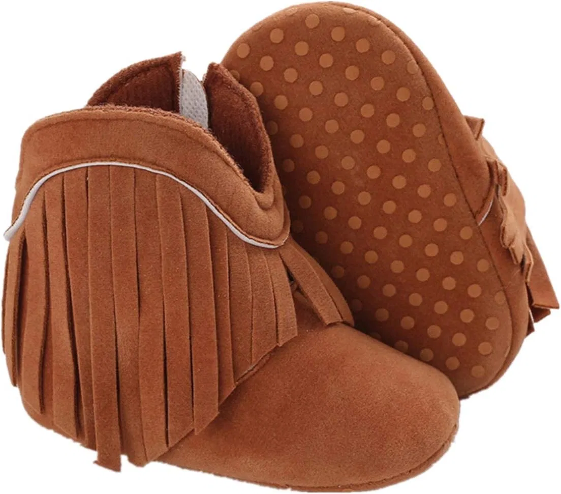 Детские ботинки для девочек с кисточками WILLFUN, Khaki