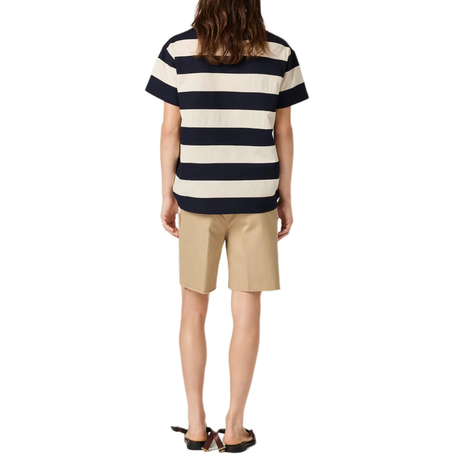 Футболка с полосками, прямая посадка, MIU MIU, Blue White Stripes — фото 4