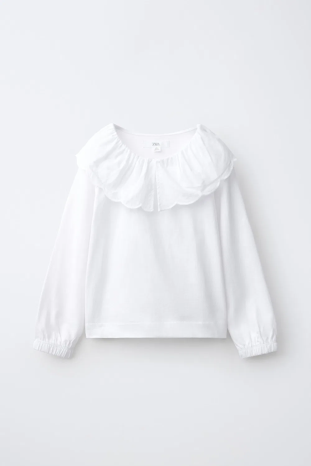 Романтическая футболка с воротником в стиле питера пэна ZARA, White