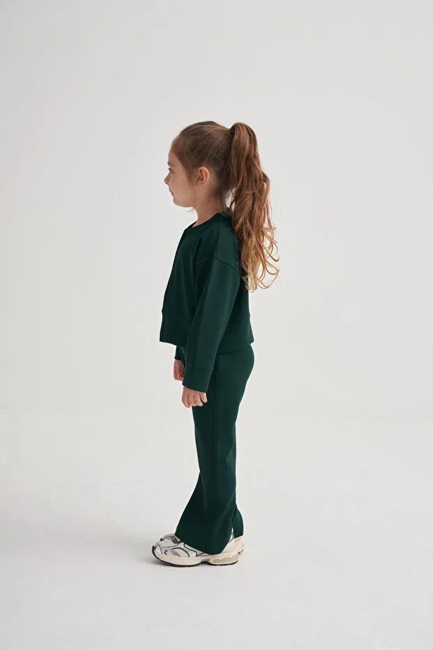 Детский спортивный костюм для девочек с принтом Oliven The Kid, Green — фото 3