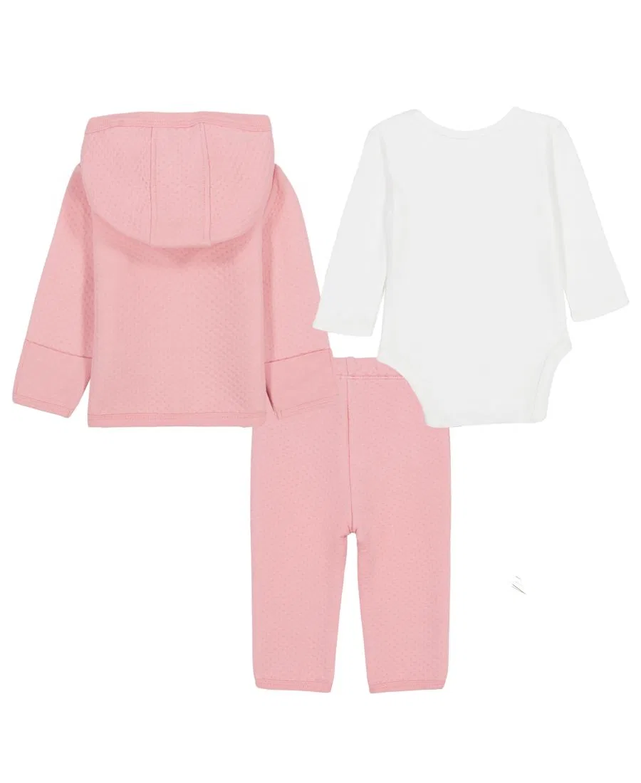 Комплект из 3 предметов: куртка с капюшоном, боди и брюки Calvin Klein, Pink/White — фото 2