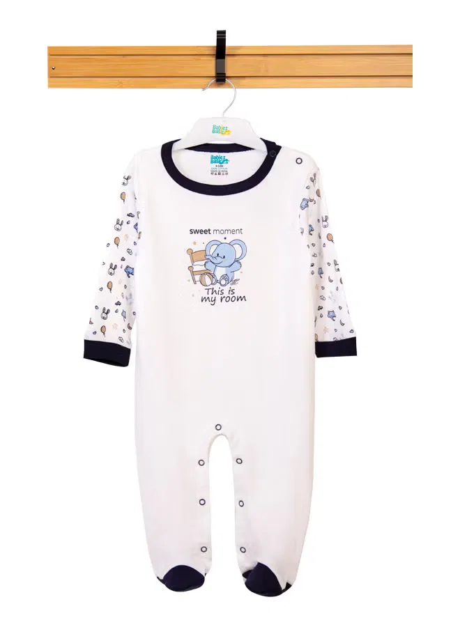 Боди-комбинезон с длинным рукавом с принтом Babies Basic, белый с синим