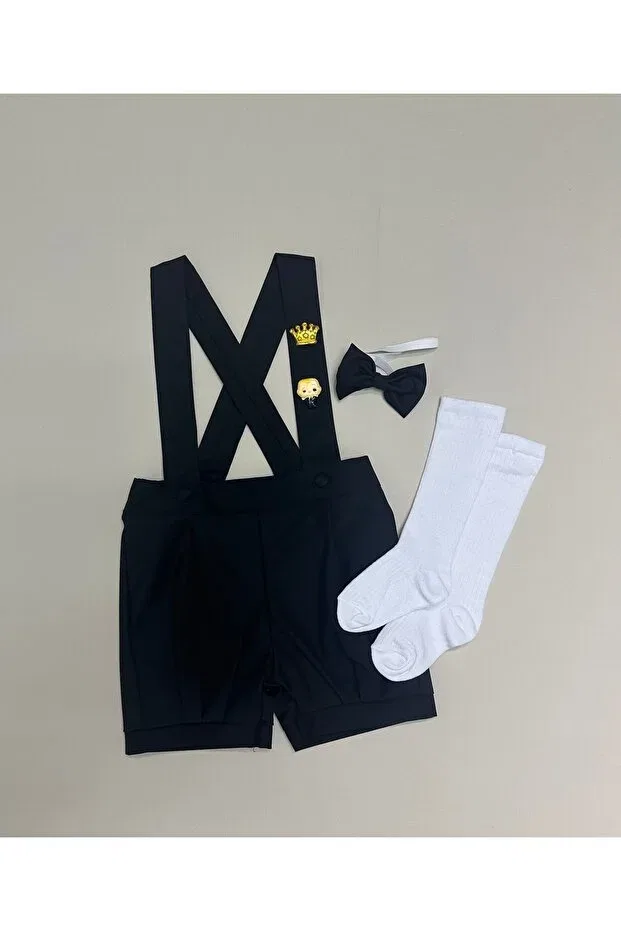 Детский комбинезон без рукавов Boss baby concept shorts salopette flatwear socks Annerüyası, Black
