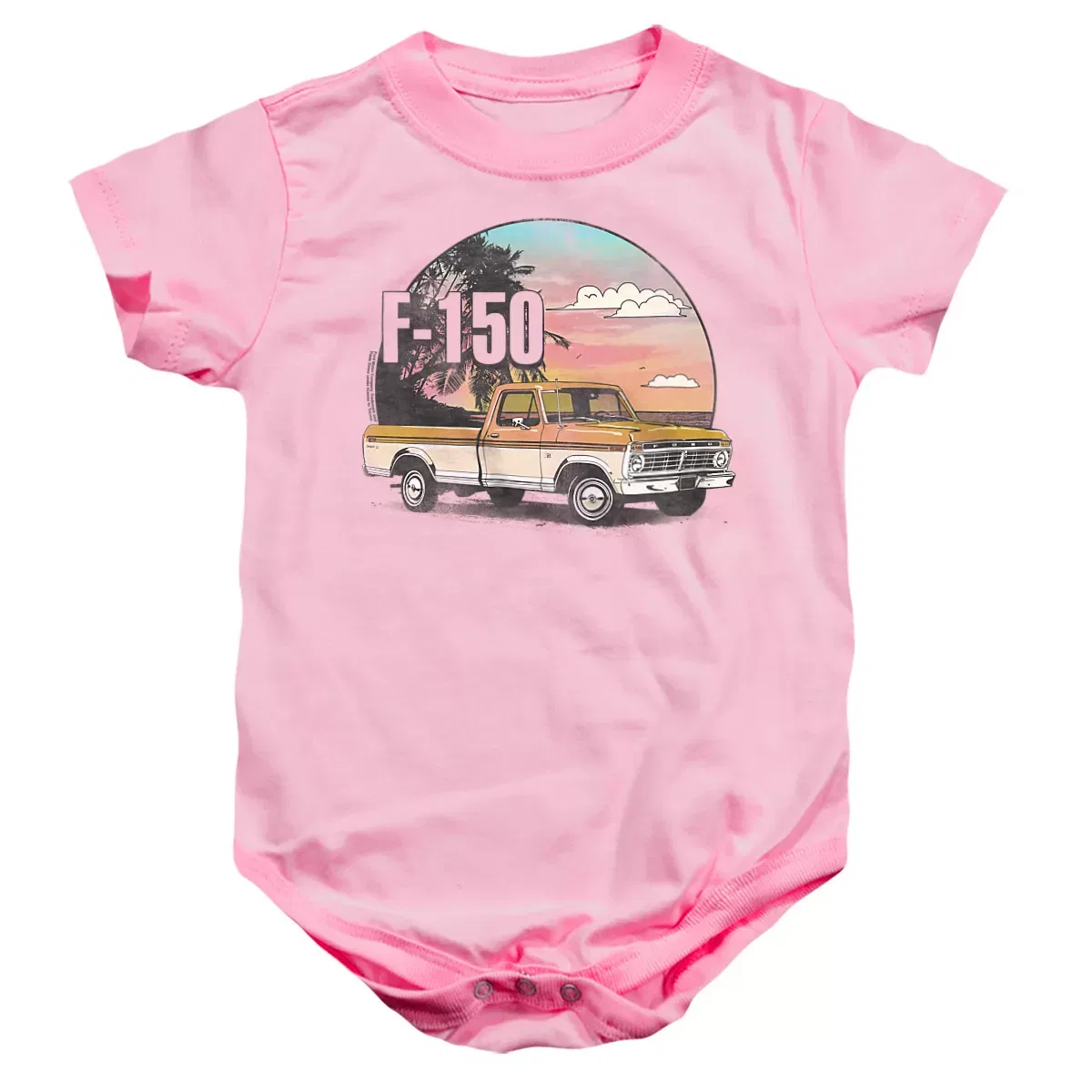 Детское боди с коротким рукавом с принтом Ford Trucks F150 At The Beach Ford, Pink