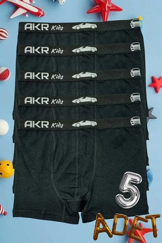 Детские боксеры для мальчиков хлопковые 5 шт Uniquetrenders, Black