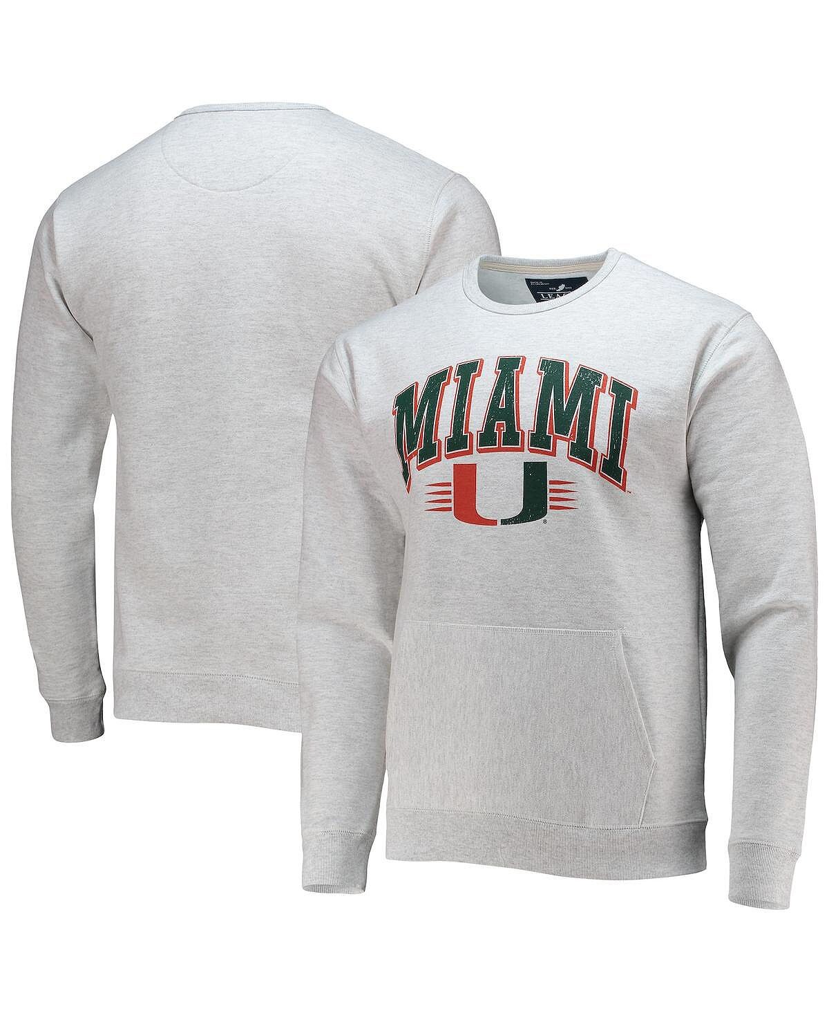 

Мужская серая меланжевая толстовка с карманом miami hurricanes для старшеклассников League Collegiate Wear, мульти