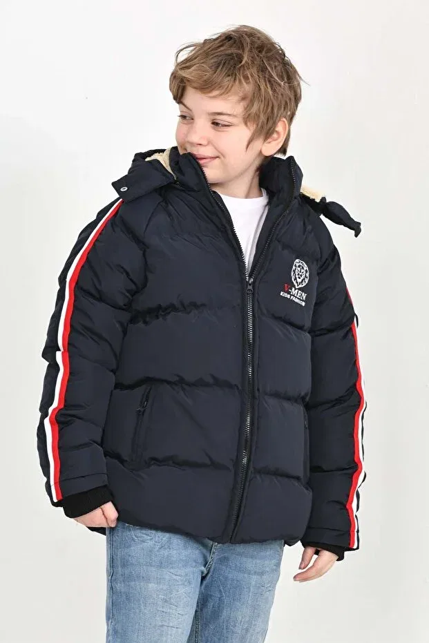 Детское пальто для девочек с капюшоном Napoli Jous, Navy Blue — фото 4