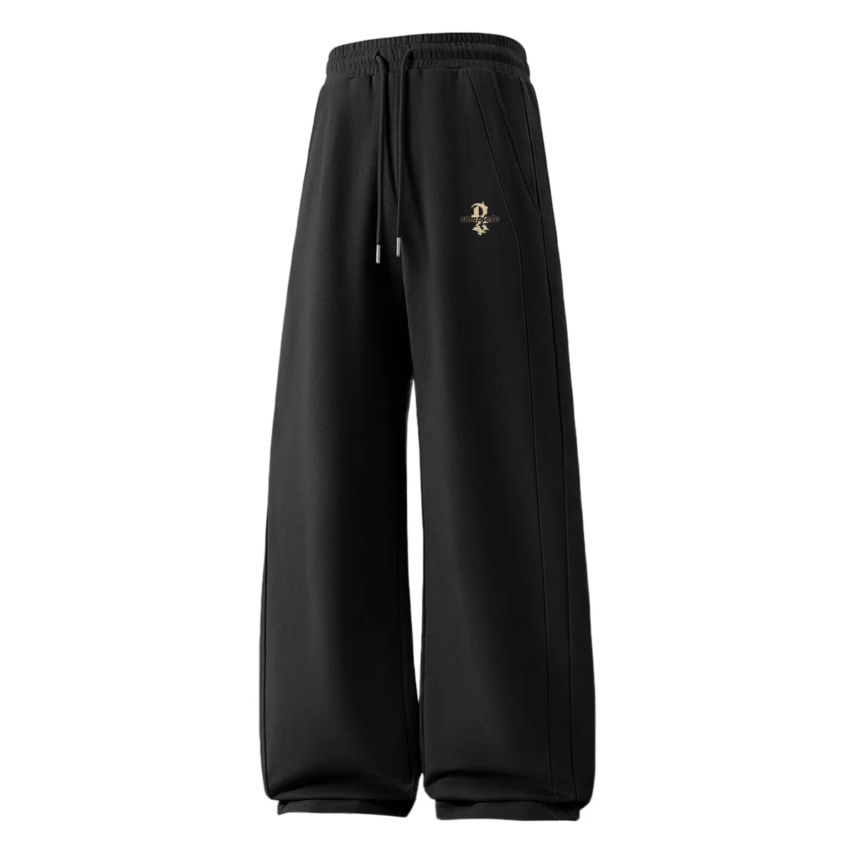 Детские утепленные широкие штаны на флисовой подкладке MINISO, Spring Fall Black Distressed Reflection Pants Logo