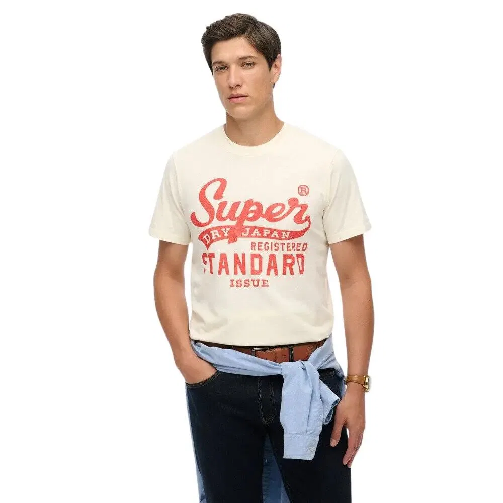 Мужская футболка с принтом Standard Script Superdry, Beige / Cremefarben