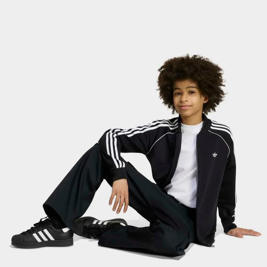 Детские спортивные штаны карго с широкими штанинами и карманами adidas, Черный — фото 4