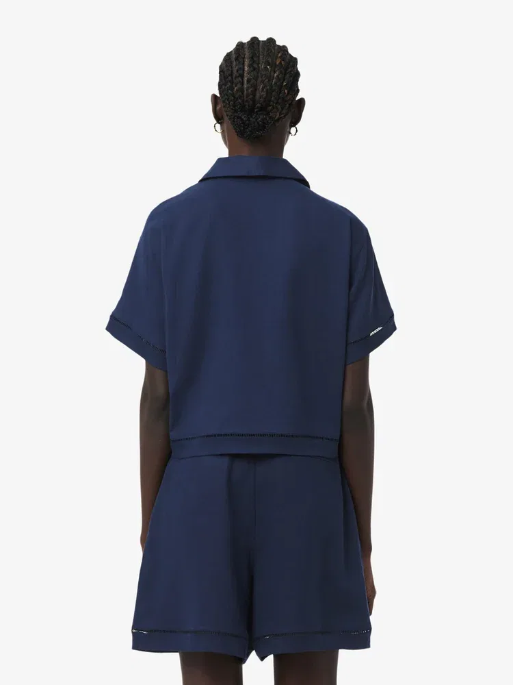 Топ-поло LACOSTE CF0061, из льняной смеси, Navy — фото 3
