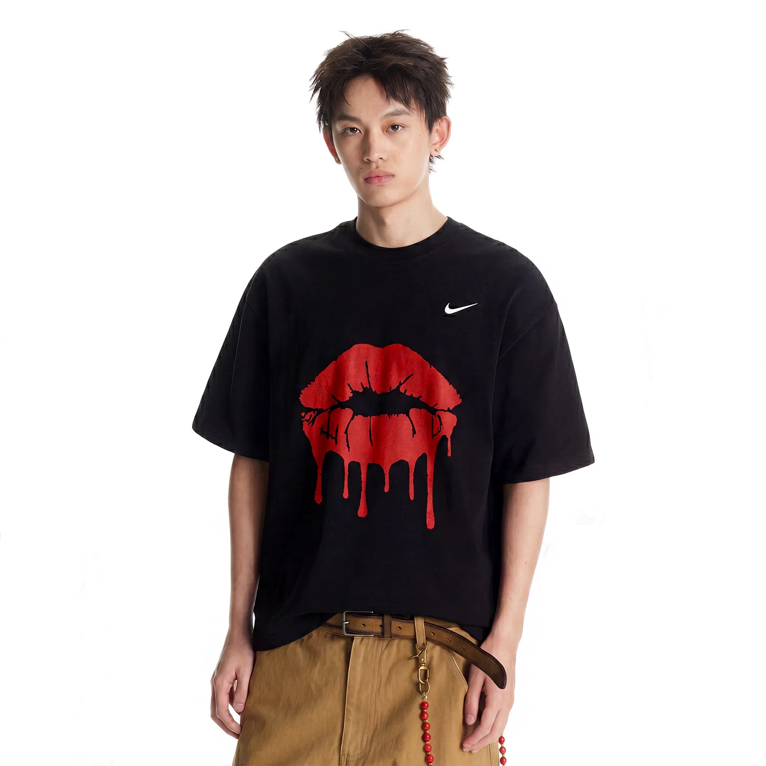 Детская футболка с круглым вырезом Nike Sportswear, Red Black — фото 4
